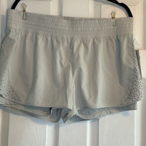 Mondetta Running Shorts Athletic Leopard Print Trim Activewear Gray L